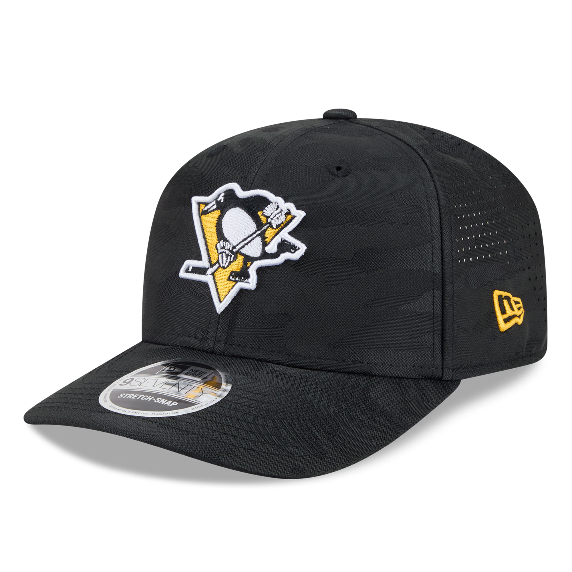 Men's New Era Black Pittsburgh Penguins Camo 9SEVENTY Perforated Adjustable Hat
