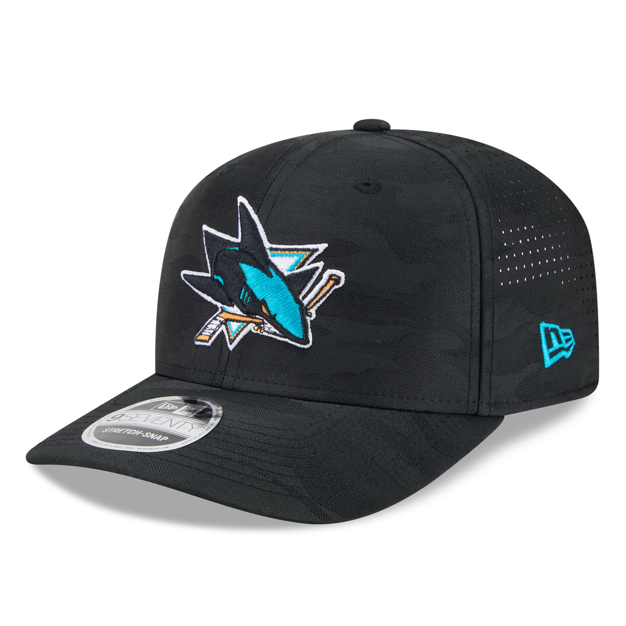 Men's New Era Black San Jose Sharks Camo 9SEVENTY Perforated Adjustable Hat