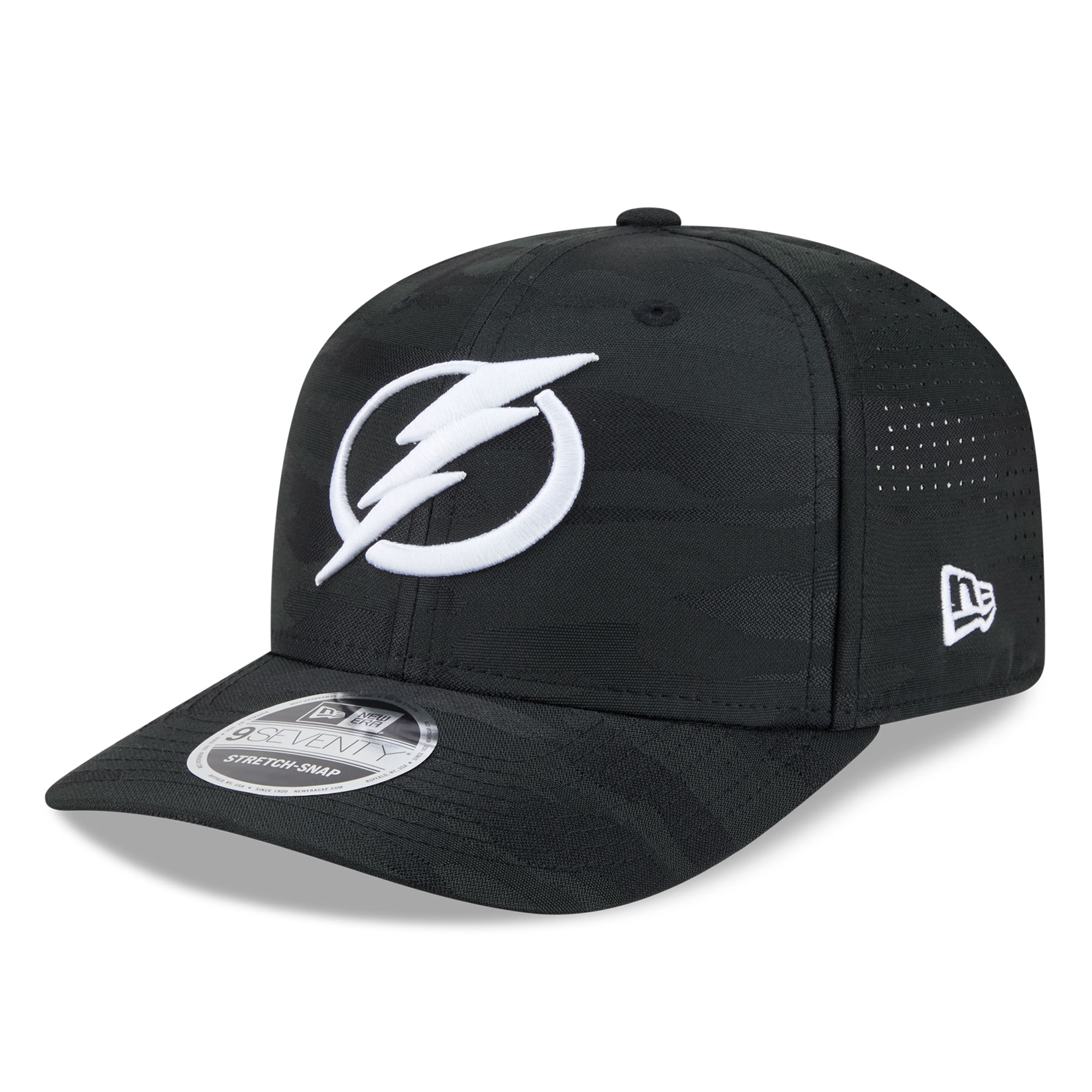 Men's New Era Black Tampa Bay Lightning Camo 9SEVENTY Perforated Adjustable Hat