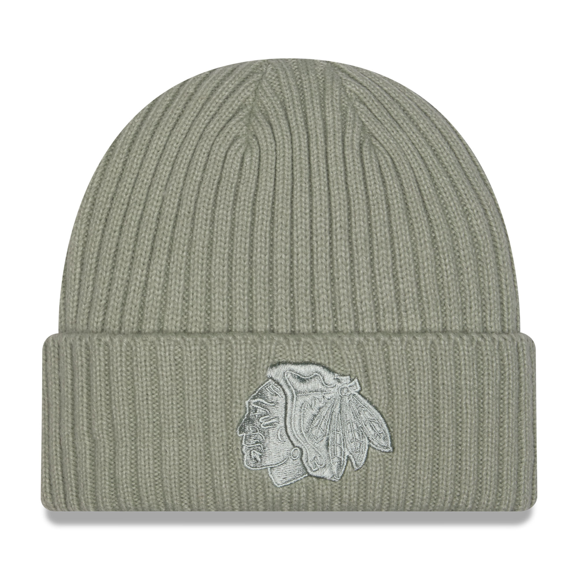Men's New Era Sage Green Chicago Blackhawks Color Pack Cuffed Knit Hat