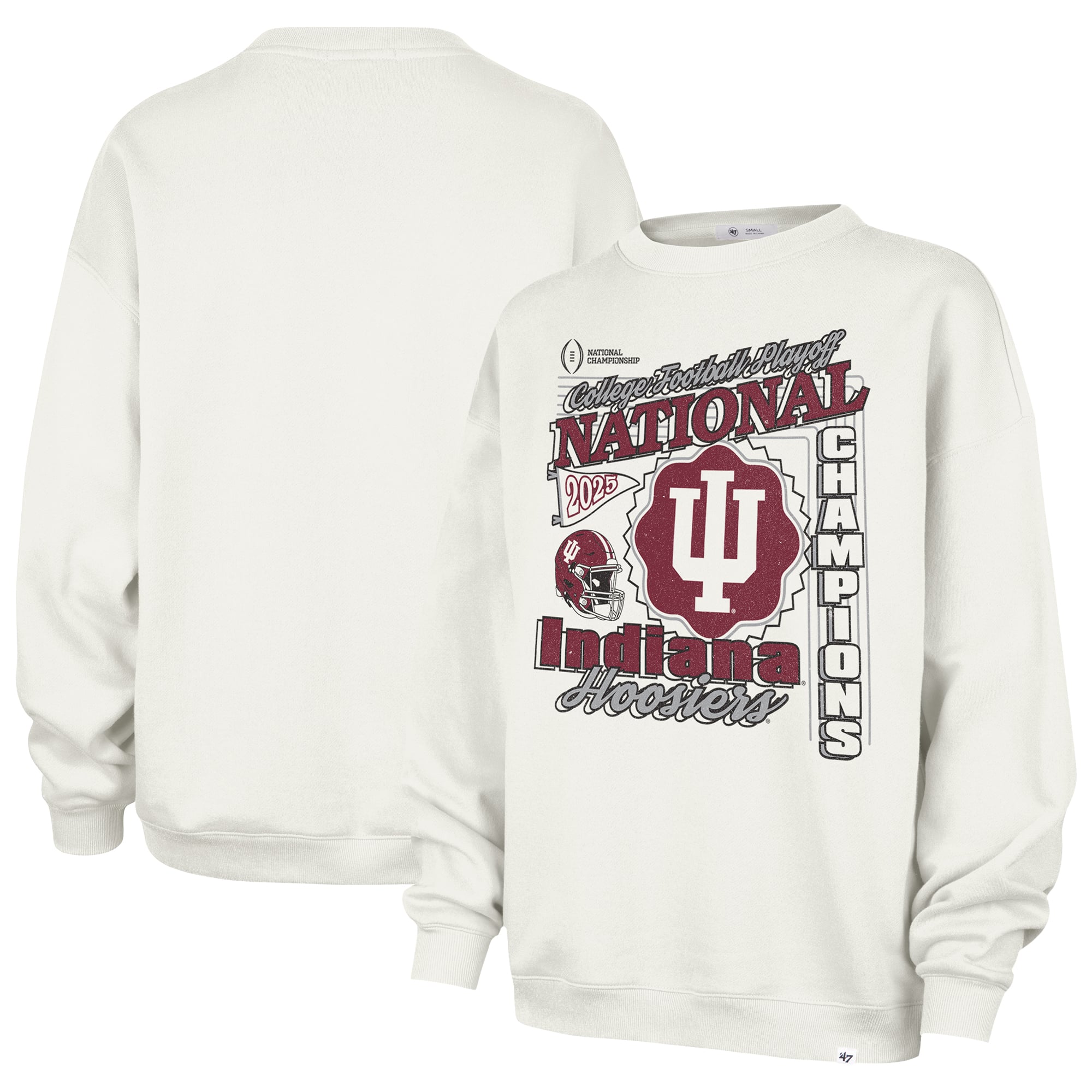 Women's '47  White Indiana Hoosiers College Football Playoff 2025 National Champions Oversized Sweatshirt