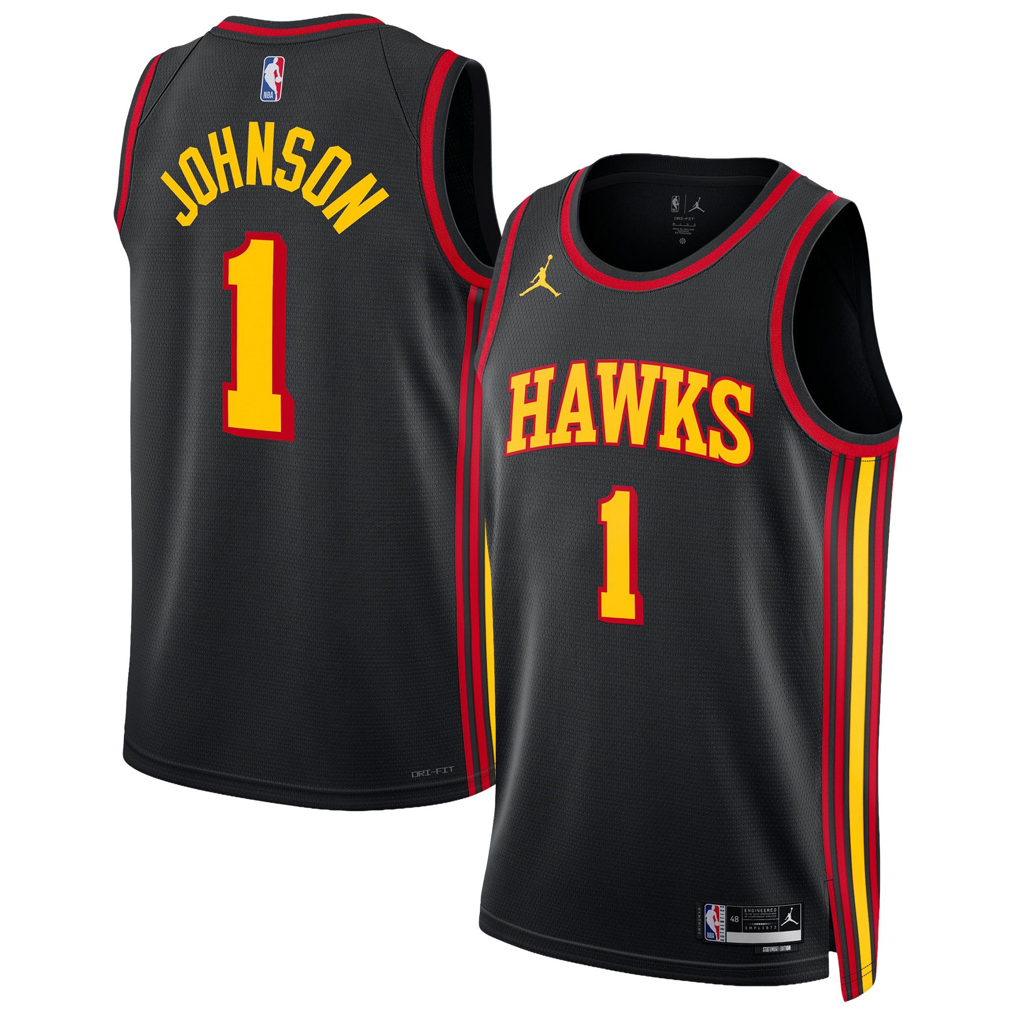 Jordan Men's and Women's Jalen Johnson Black Atlanta Hawks Swingman Statement Edition Jersey - Black