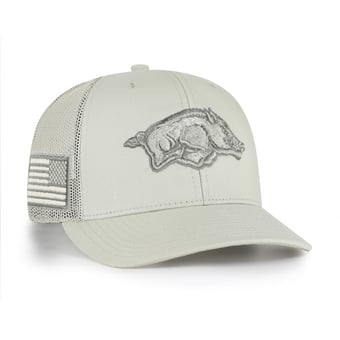 Men's '47 Stone Arkansas Razorbacks Operation Hat Trick Adjustable Trucker Hat