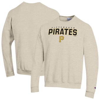 Men's Champion Oatmeal Pittsburgh Pirates Eco Powerblend Sweatshirt