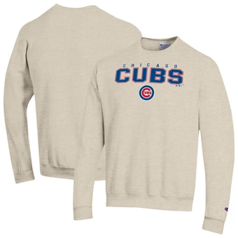 Men's Champion Oatmeal Chicago Cubs Eco Powerblend Sweatshirt