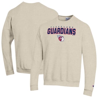 Men's Champion Oatmeal Cleveland Guardians Eco Powerblend Sweatshirt