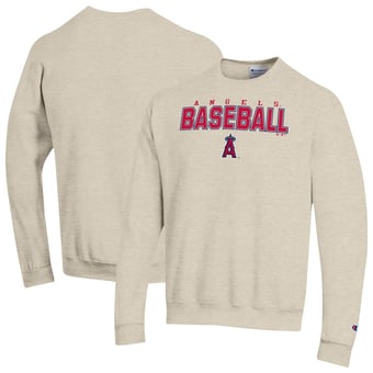 Men's Champion Oatmeal Los Angeles Angels Eco Powerblend Sweatshirt