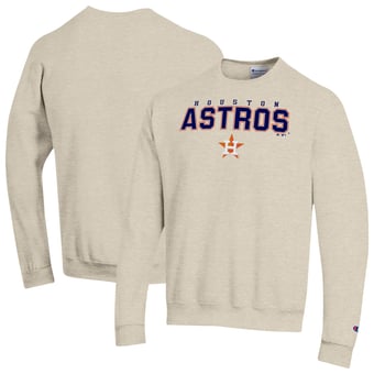 Men's Champion Oatmeal Houston Astros Eco Powerblend Sweatshirt