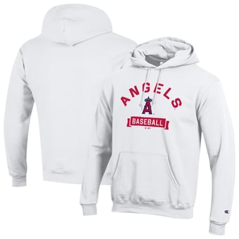 Men's Champion White Los Angeles Angels Eco Powerblend Hoodie
