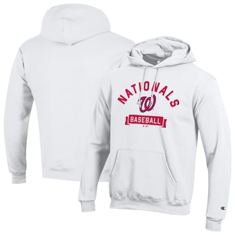 Men's Champion White Washington Nationals Eco Powerblend Hoodie