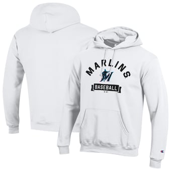 Men's Champion White Miami Marlins Eco Powerblend Hoodie