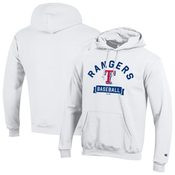 Men's Champion White Texas Rangers Eco Powerblend Hoodie