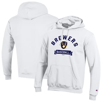 Men's Champion White Milwaukee Brewers Eco Powerblend Hoodie
