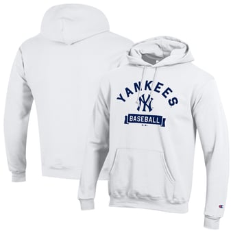 Men's Champion White New York Yankees Eco Powerblend Hoodie