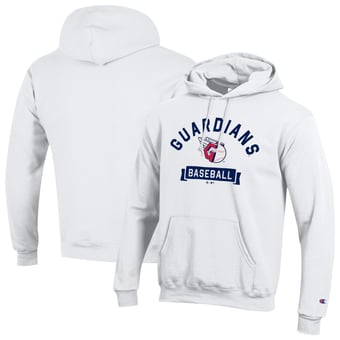 Men's Champion White Cleveland Guardians Eco Powerblend Hoodie