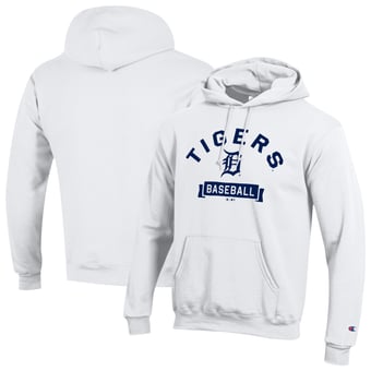 Men's Champion White Detroit Tigers Eco Powerblend Hoodie