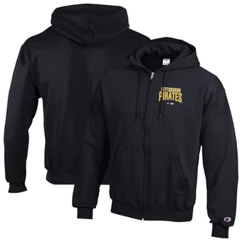Men's Champion Black Pittsburgh Pirates Eco Powerblend Full-Zip Hoodie