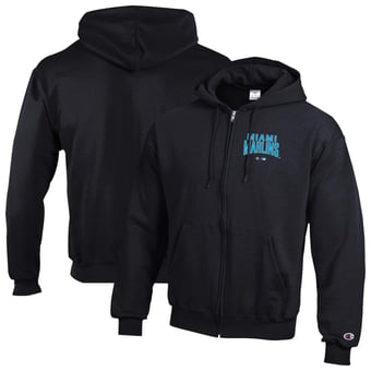 Men's Champion Black Miami Marlins Eco Powerblend Full-Zip Hoodie