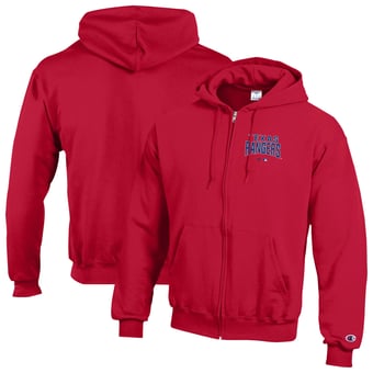 Men's Champion Red Texas Rangers Eco Powerblend Full-Zip Hoodie