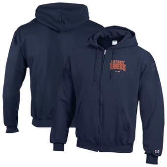 Men's Champion Navy Detroit Tigers Eco Powerblend Full-Zip Hoodie