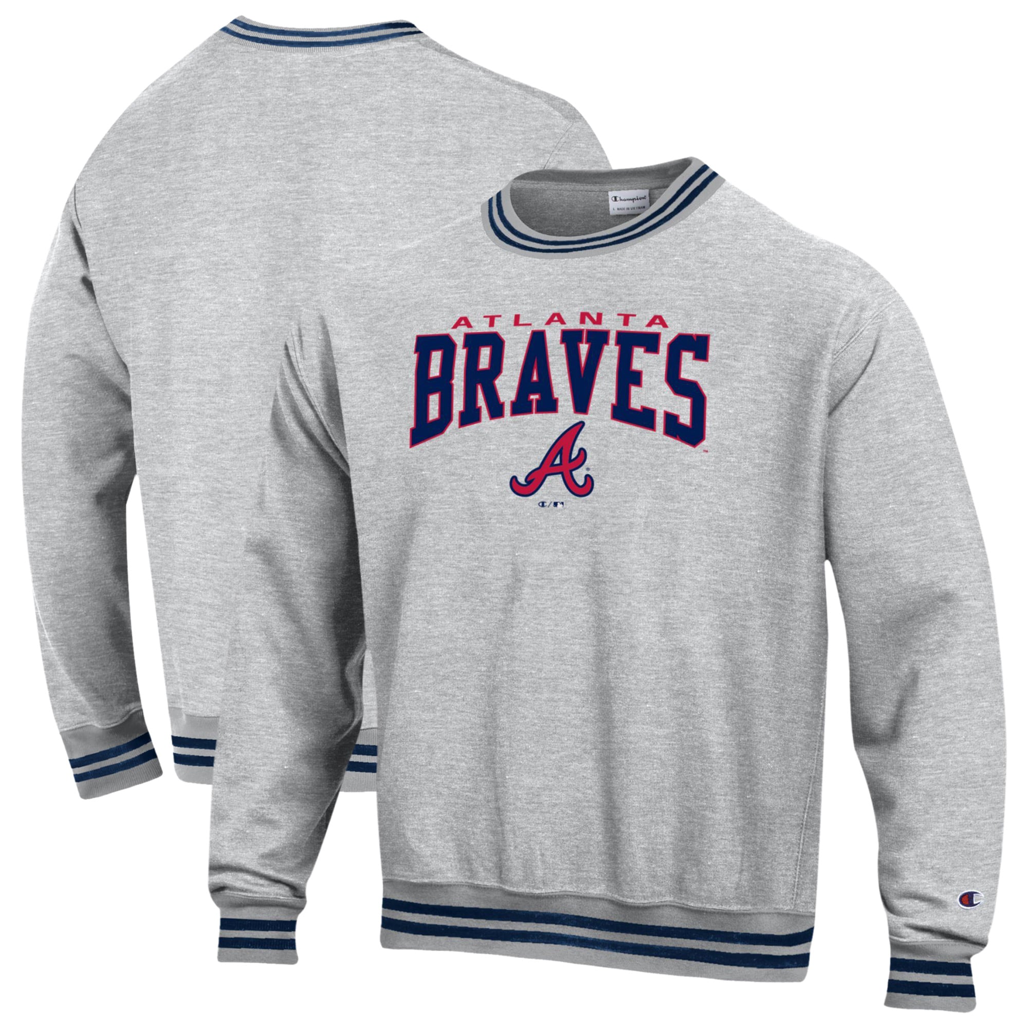 Men's Champion Navy Atlanta Braves Reverse Weave Sweatshirt