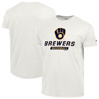 Men's Champion White Milwaukee Brewers Ultimate Tri-blend T-Shirt