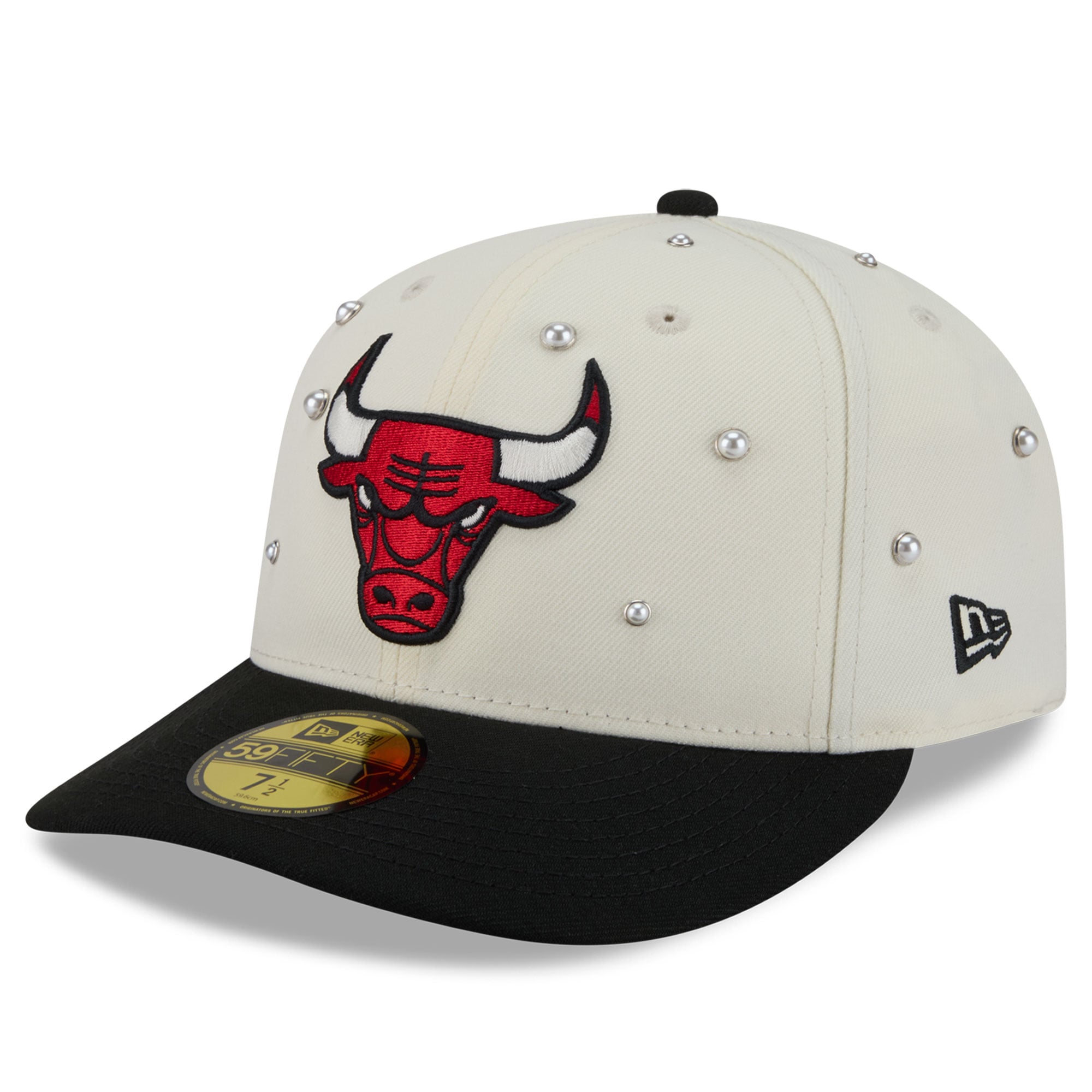 Men's New Era Cream/Black Chicago Bulls Pearl 59FIFTY Fitted Hat
