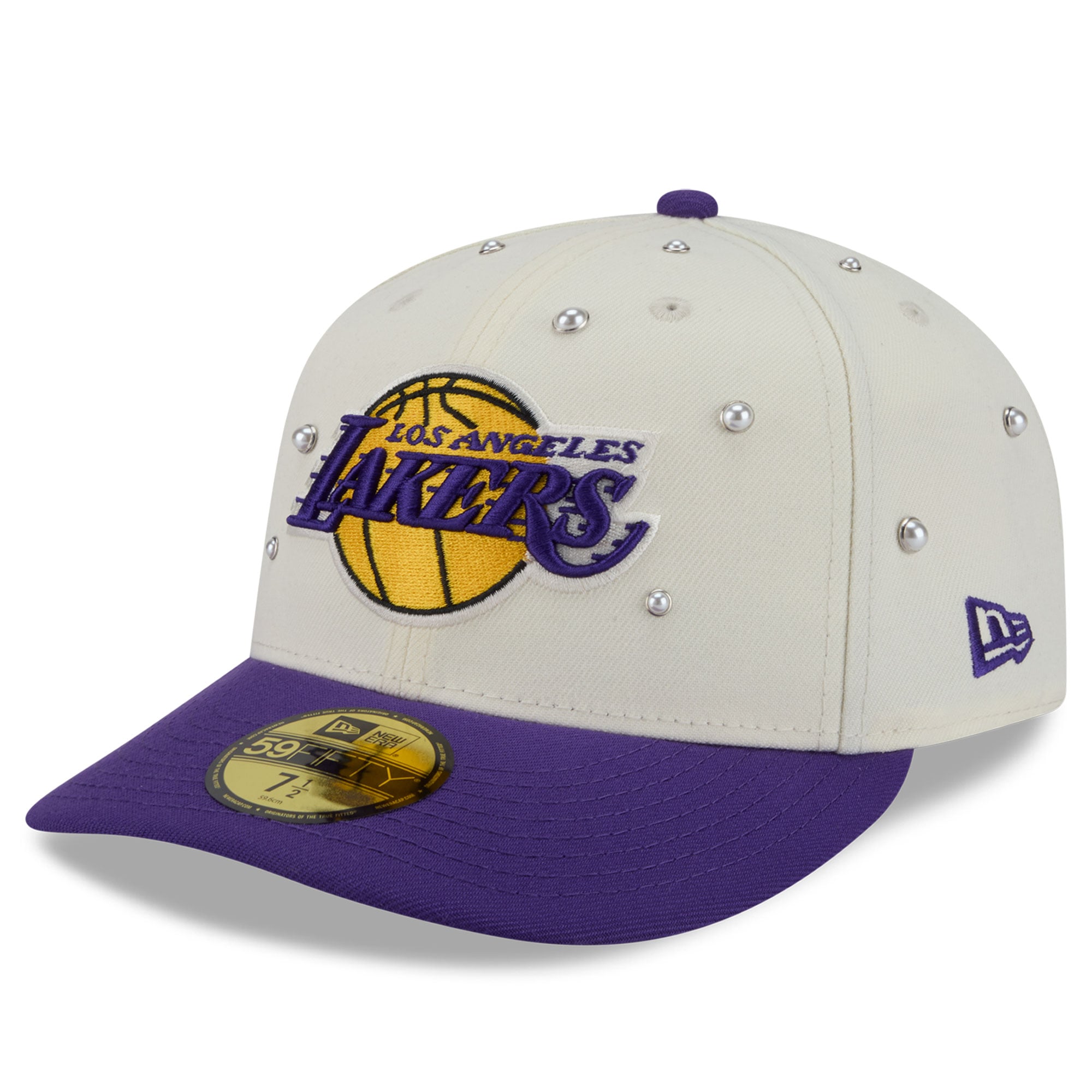 Men's New Era Cream/Purple Los Angeles Lakers Pearl 59FIFTY Fitted Hat