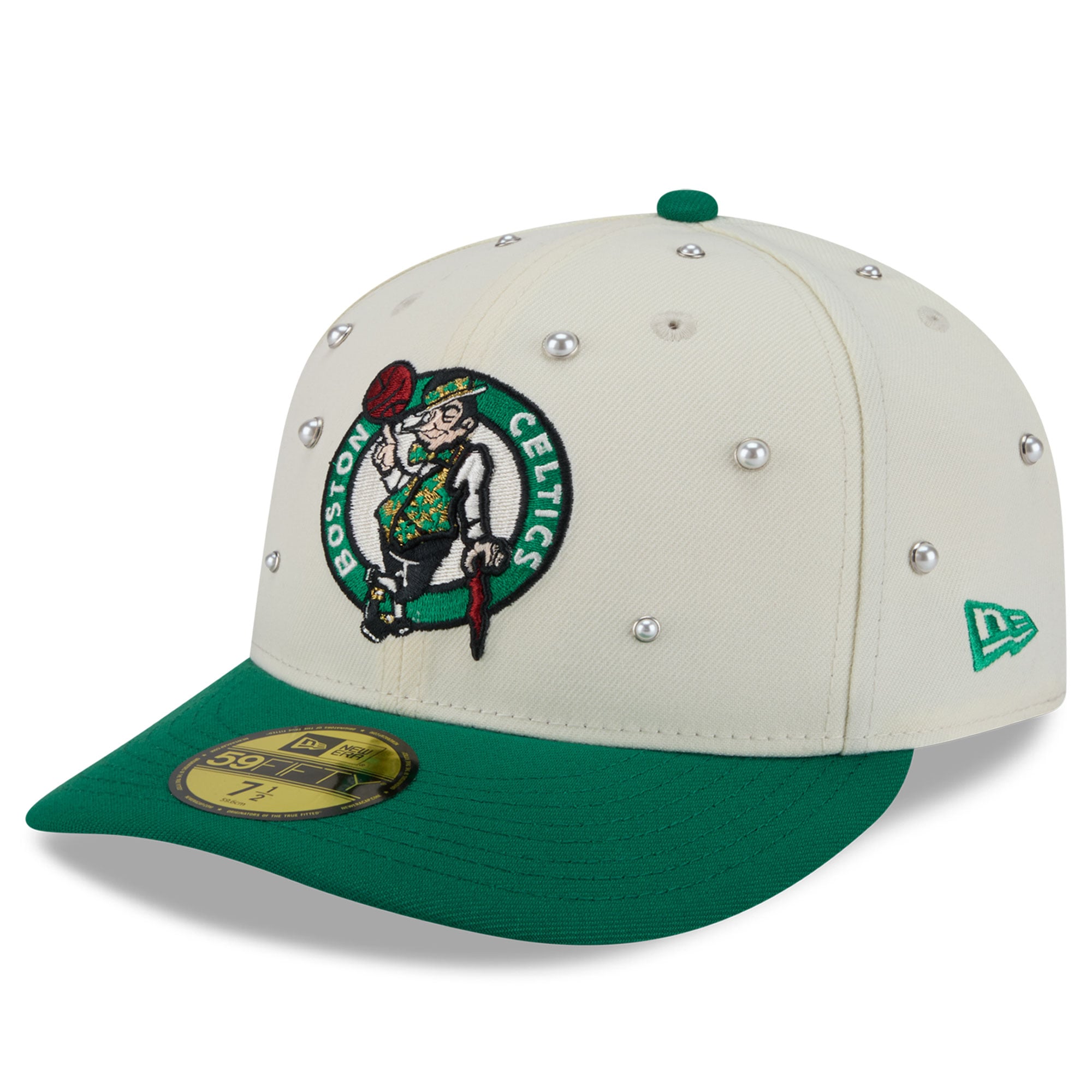 Men's New Era Cream/Kelly Green Boston Celtics Pearl 59FIFTY Fitted Hat