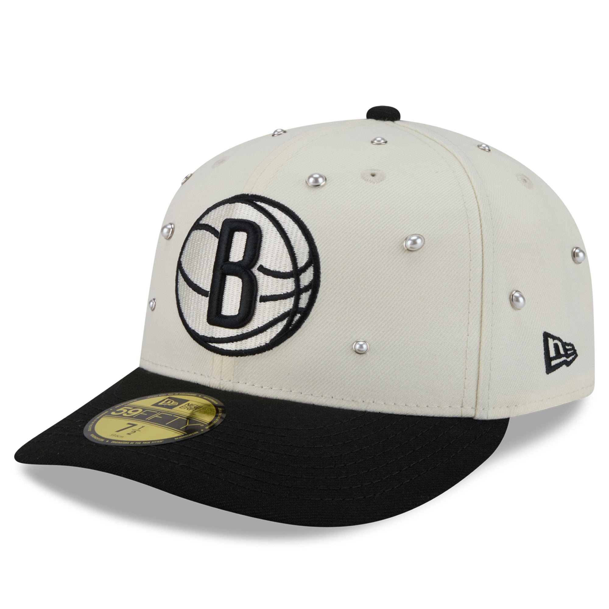 Men's New Era Cream/Black Brooklyn Nets Pearl 59FIFTY Fitted Hat