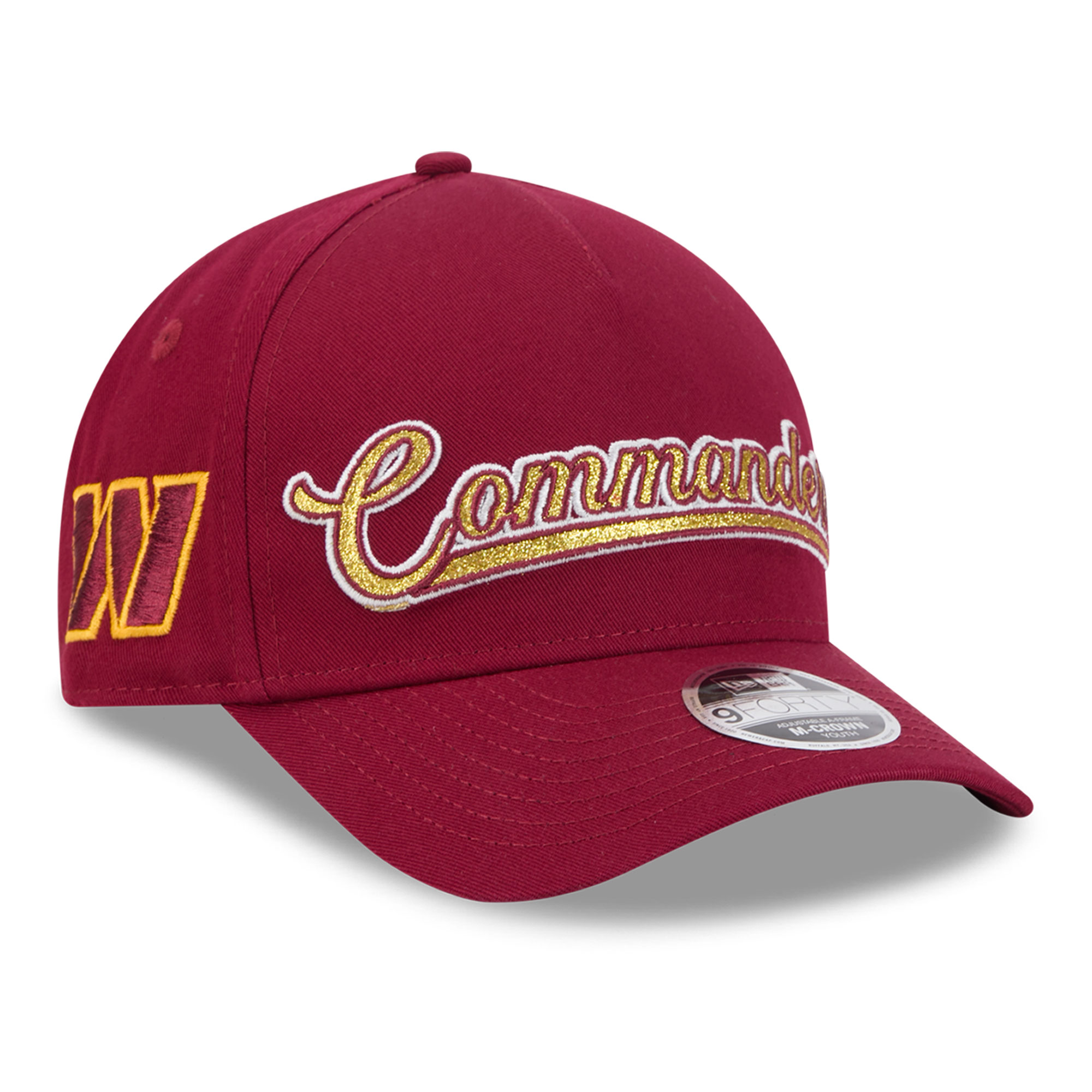 Girls Youth New Era Burgundy Washington Commanders Glitz 9FORTY A-Frame Adjustable Hat