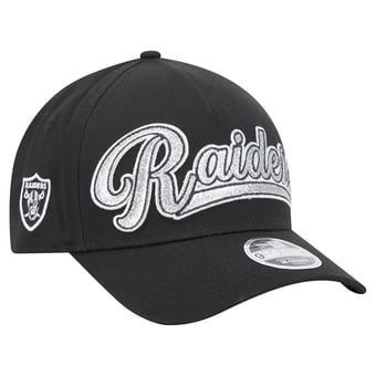 Girls Youth New Era Black Las Vegas Raiders Glitz 9FORTY A-Frame Adjustable Hat