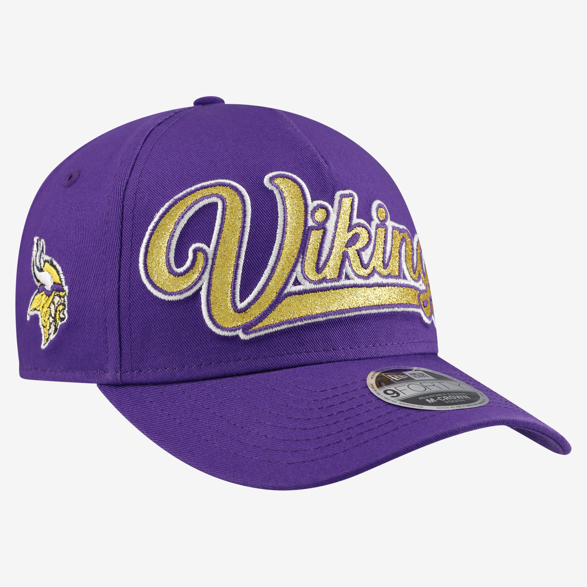 Girls Youth New Era Purple Minnesota Vikings Glitz 9FORTY A-Frame Adjustable Hat