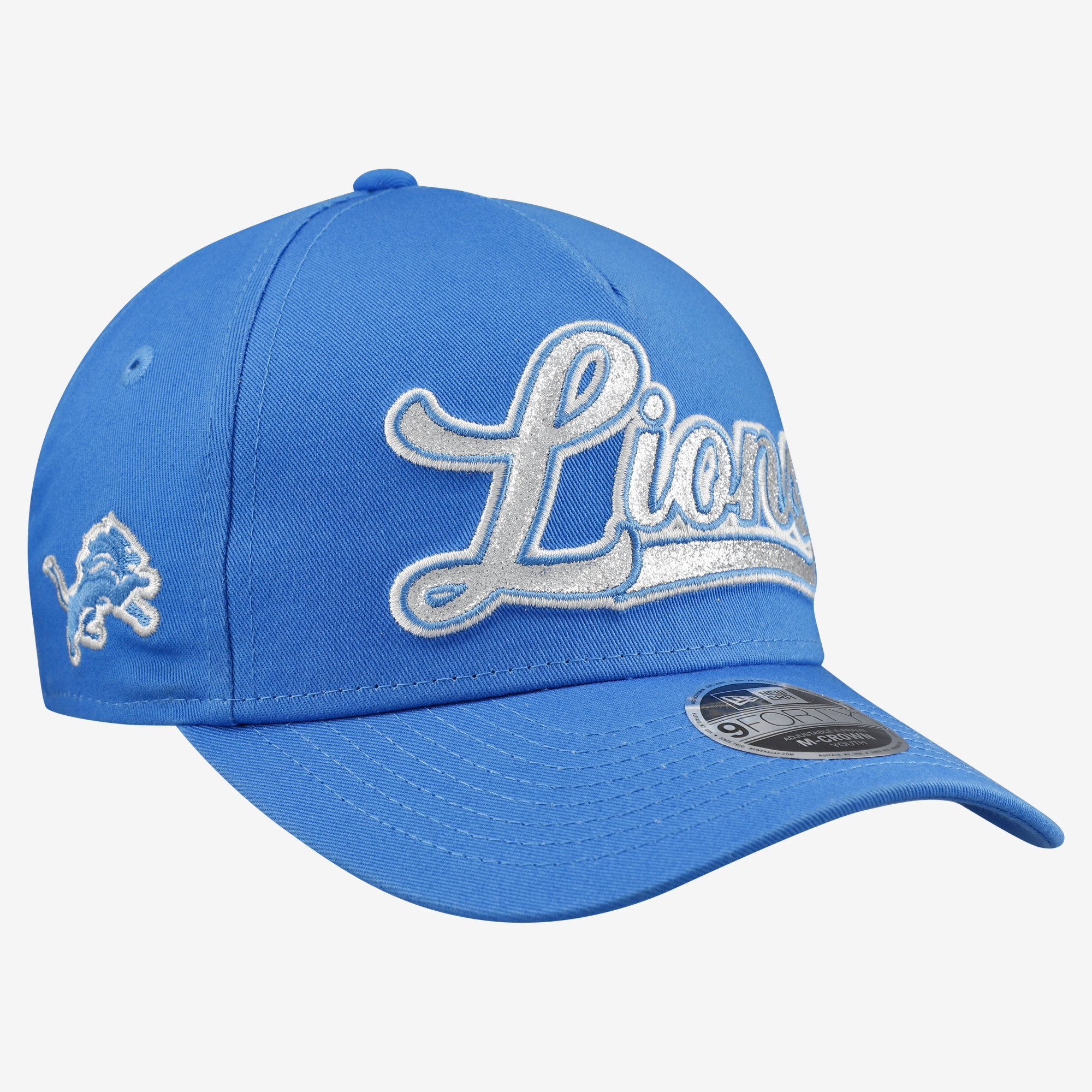 Girls Youth New Era Blue Detroit Lions Glitz 9FORTY A-Frame Adjustable Hat