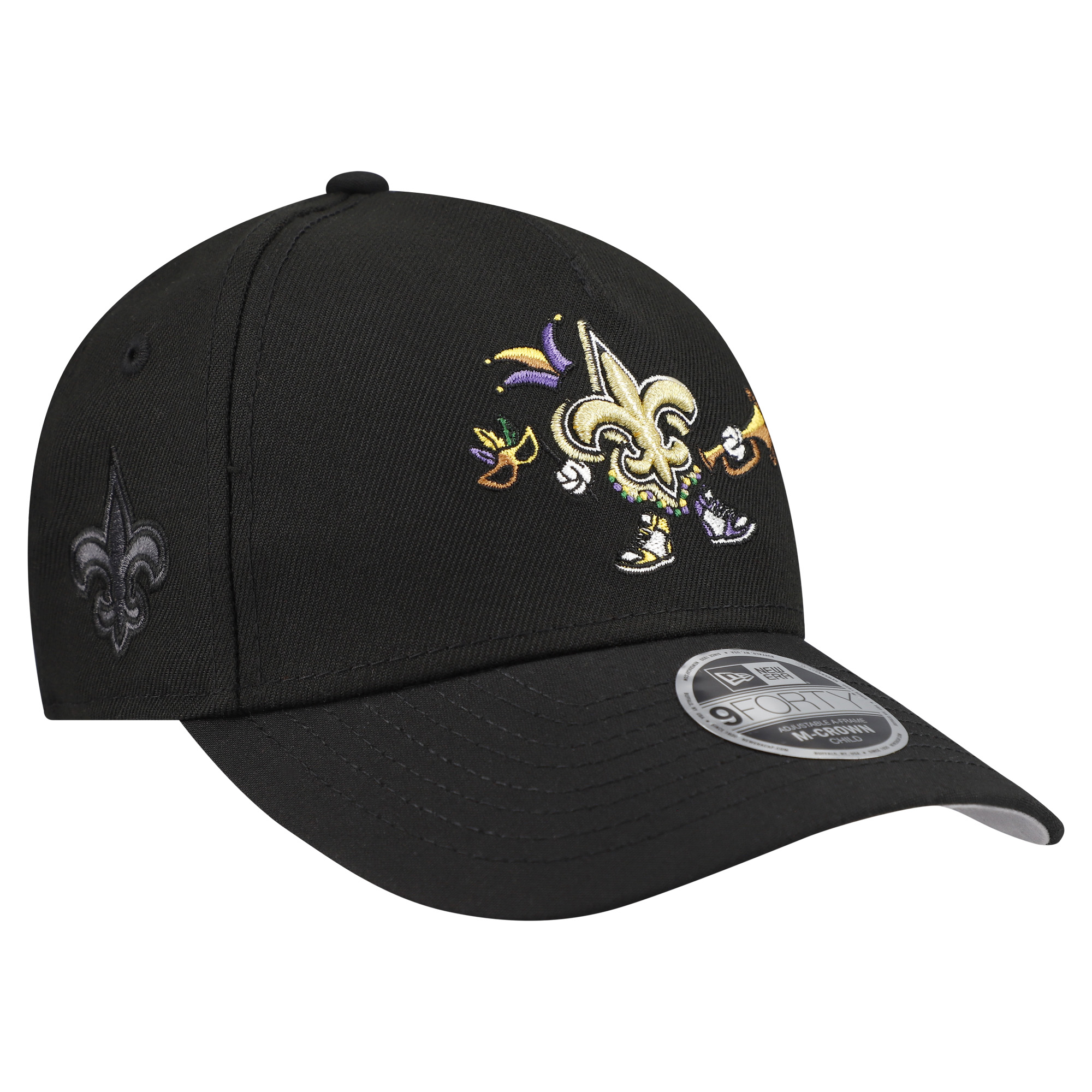 Preschool New Era Black New Orleans Saints Cartoon 9FORTY M-Crown A-Frame Adjustable Hat