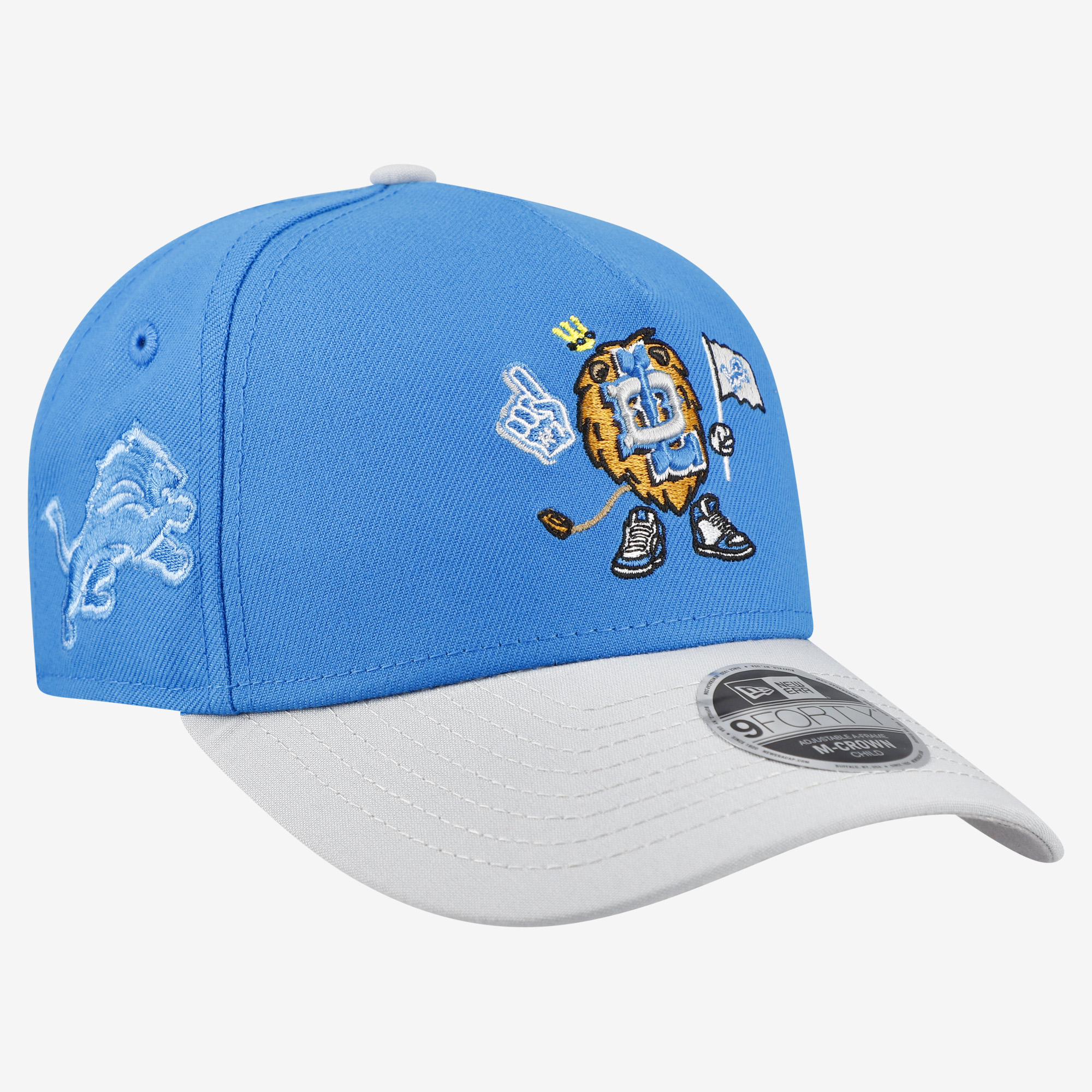Preschool New Era Blue Detroit Lions Cartoon 9FORTY M-Crown A-Frame Adjustable Hat