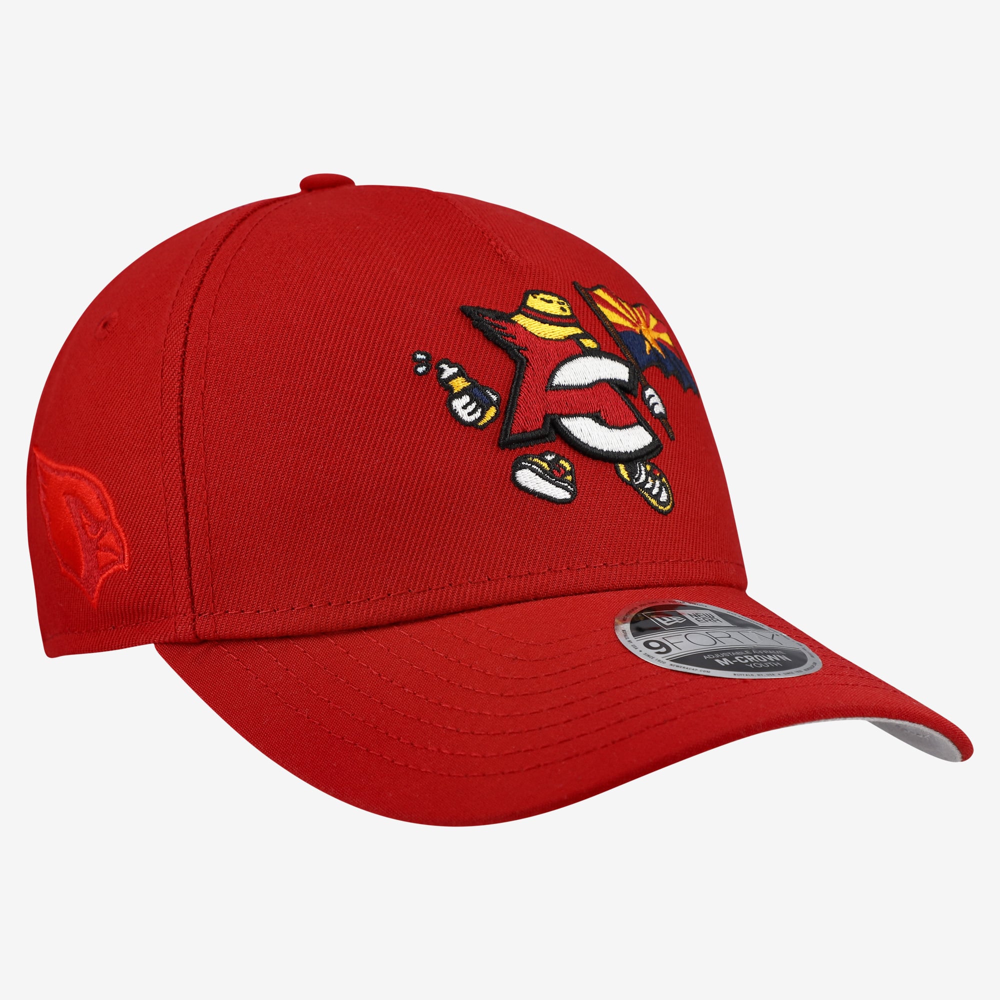 Youth New Era Cardinal Arizona Cardinals Cartoon A-Frame 9FORTY Adjustable Hat