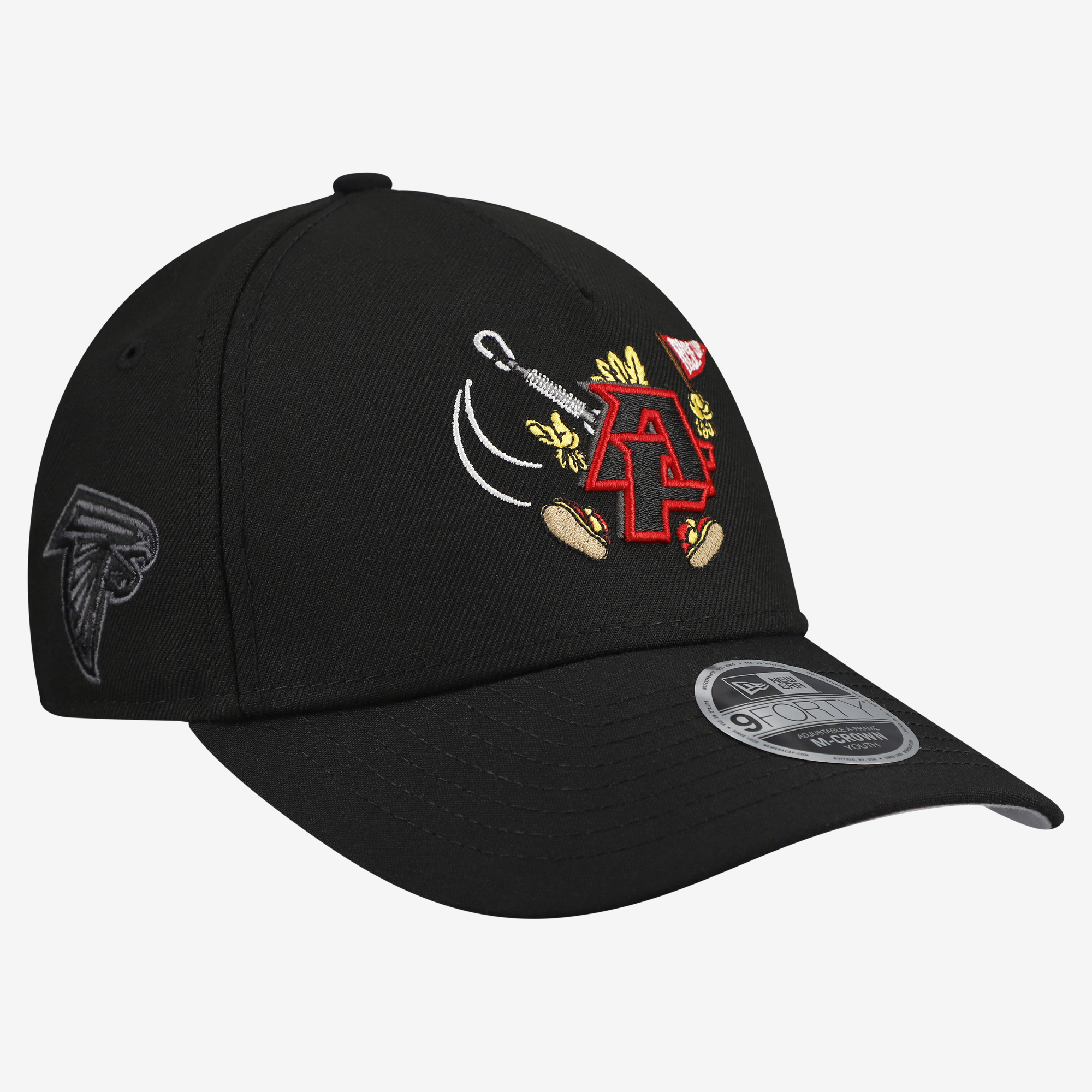 Youth New Era Black Atlanta Falcons Cartoon 9FORTY A-Frame Adjustable Hat