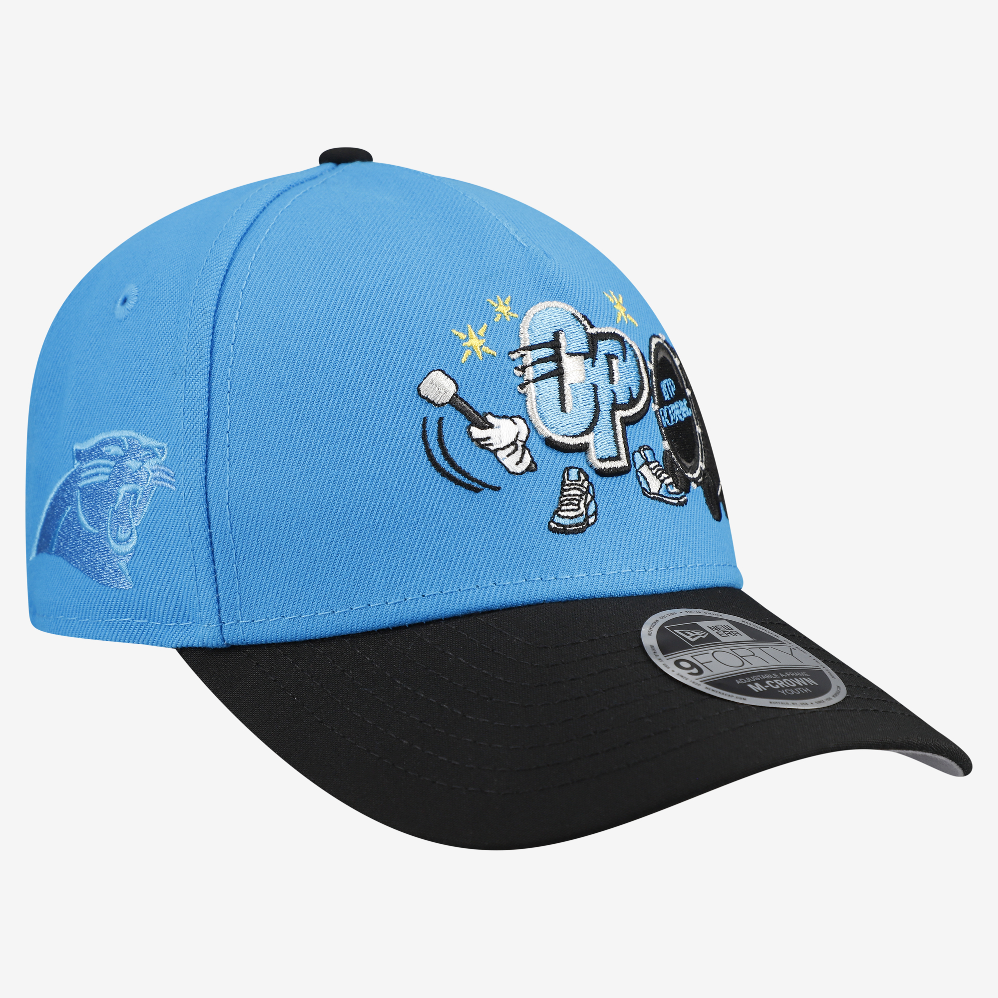 Youth New Era Blue Carolina Panthers Cartoon 9FORTY A-Frame Adjustable Hat