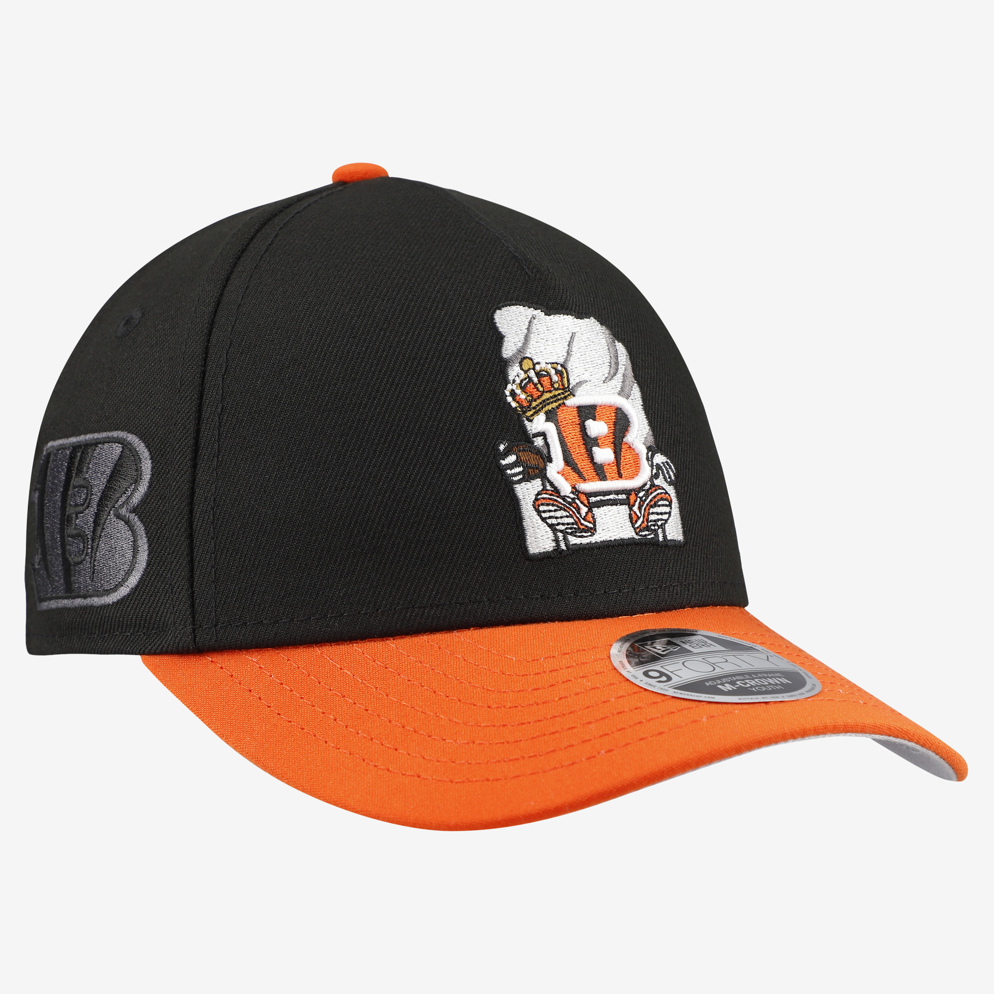 Youth New Era Black Cincinnati Bengals Cartoon 9FORTY A-Frame Adjustable Hat