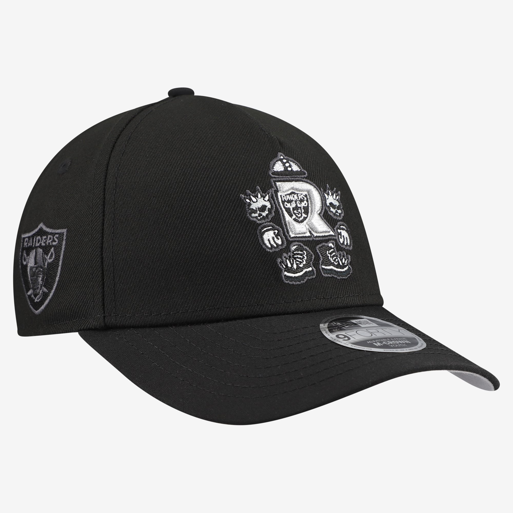 Youth New Era Black Las Vegas Raiders Cartoon A-Frame 9FORTY Adjustable Hat
