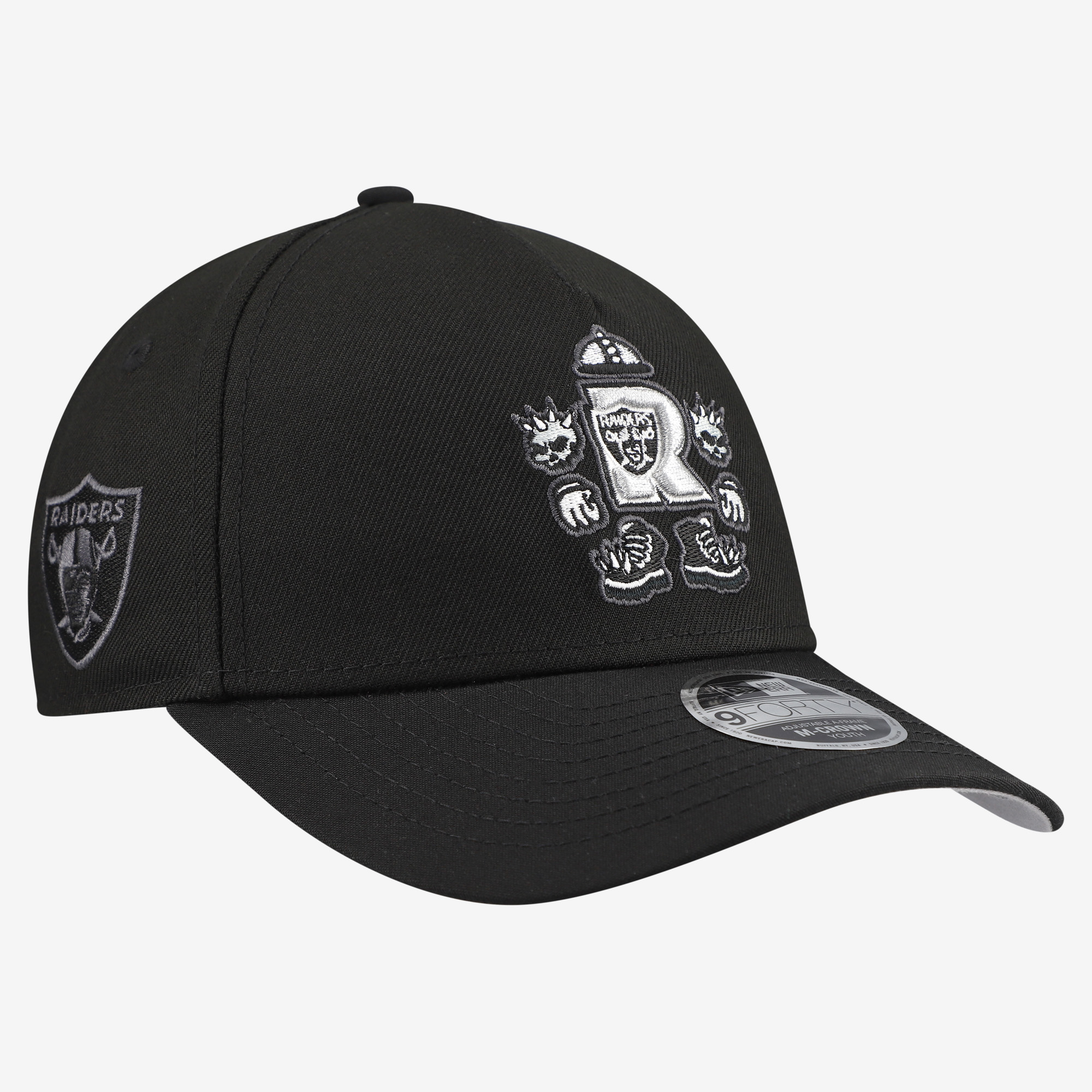 Youth New Era Black Las Vegas Raiders Cartoon 9FORTY A-Frame Adjustable Hat