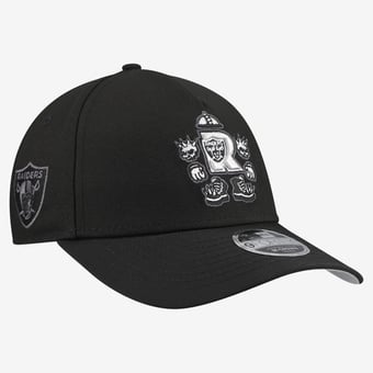 Youth New Era Black Las Vegas Raiders Cartoon A-Frame 9FORTY Adjustable Hat
