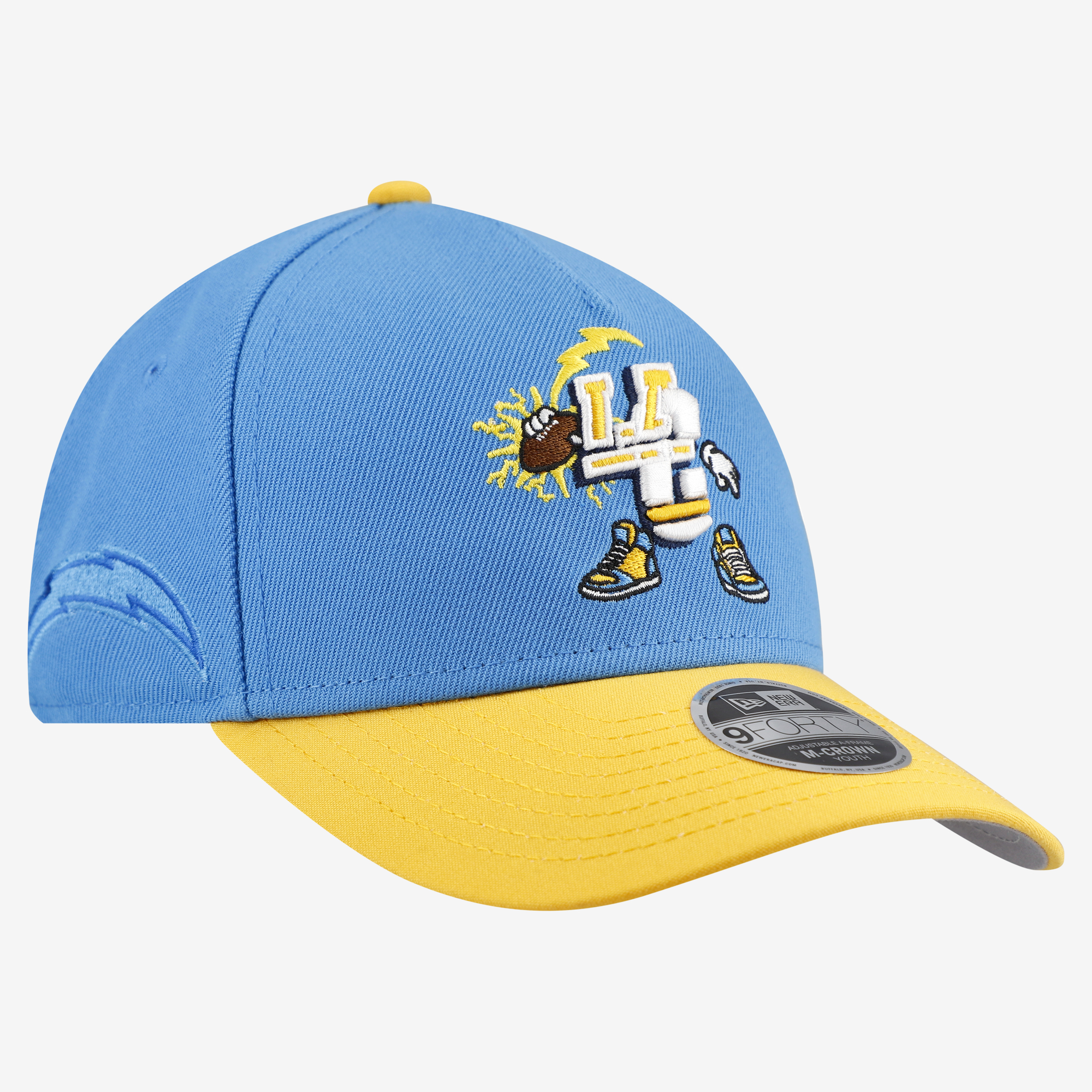 Youth New Era Powder Blue Los Angeles Chargers Cartoon 9FORTY A-Frame Adjustable Hat