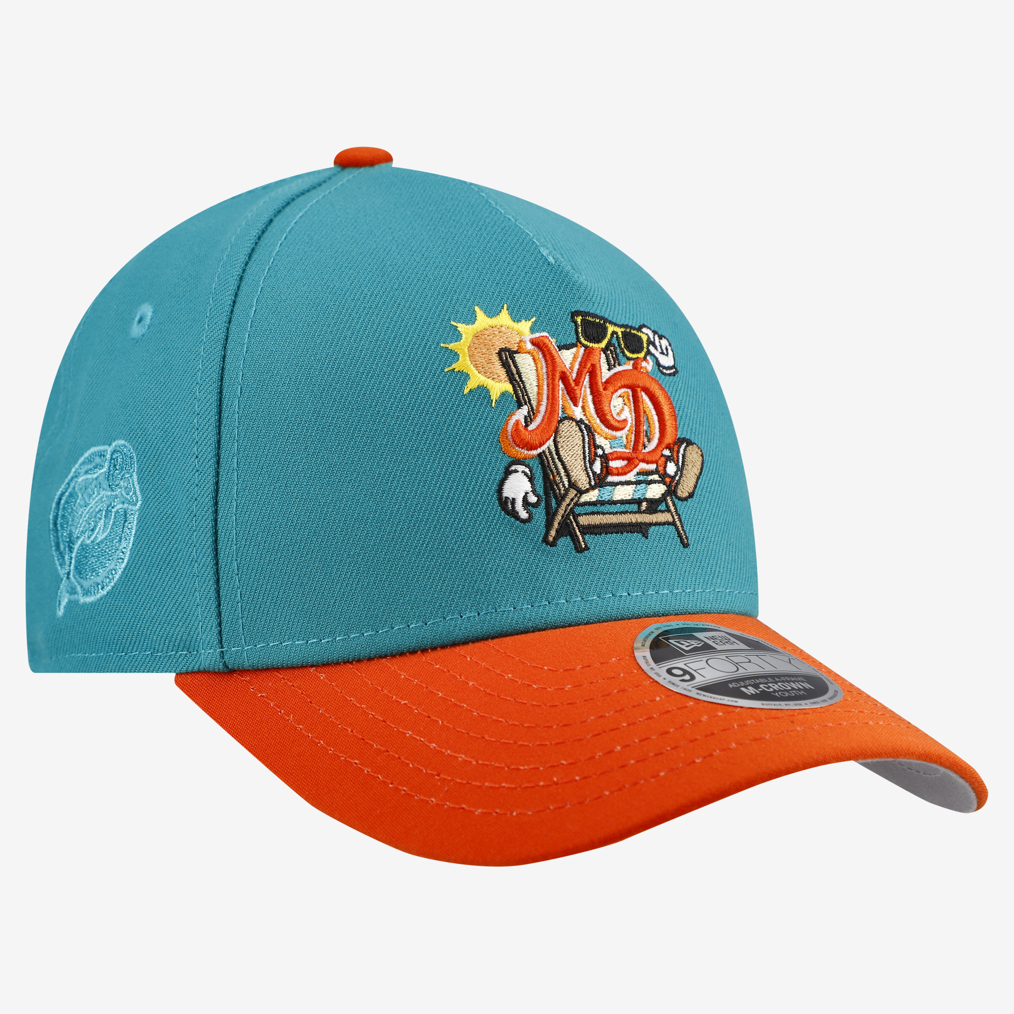 Youth New Era Teal Miami Dolphins Cartoon 9FORTY A-Frame Adjustable Hat