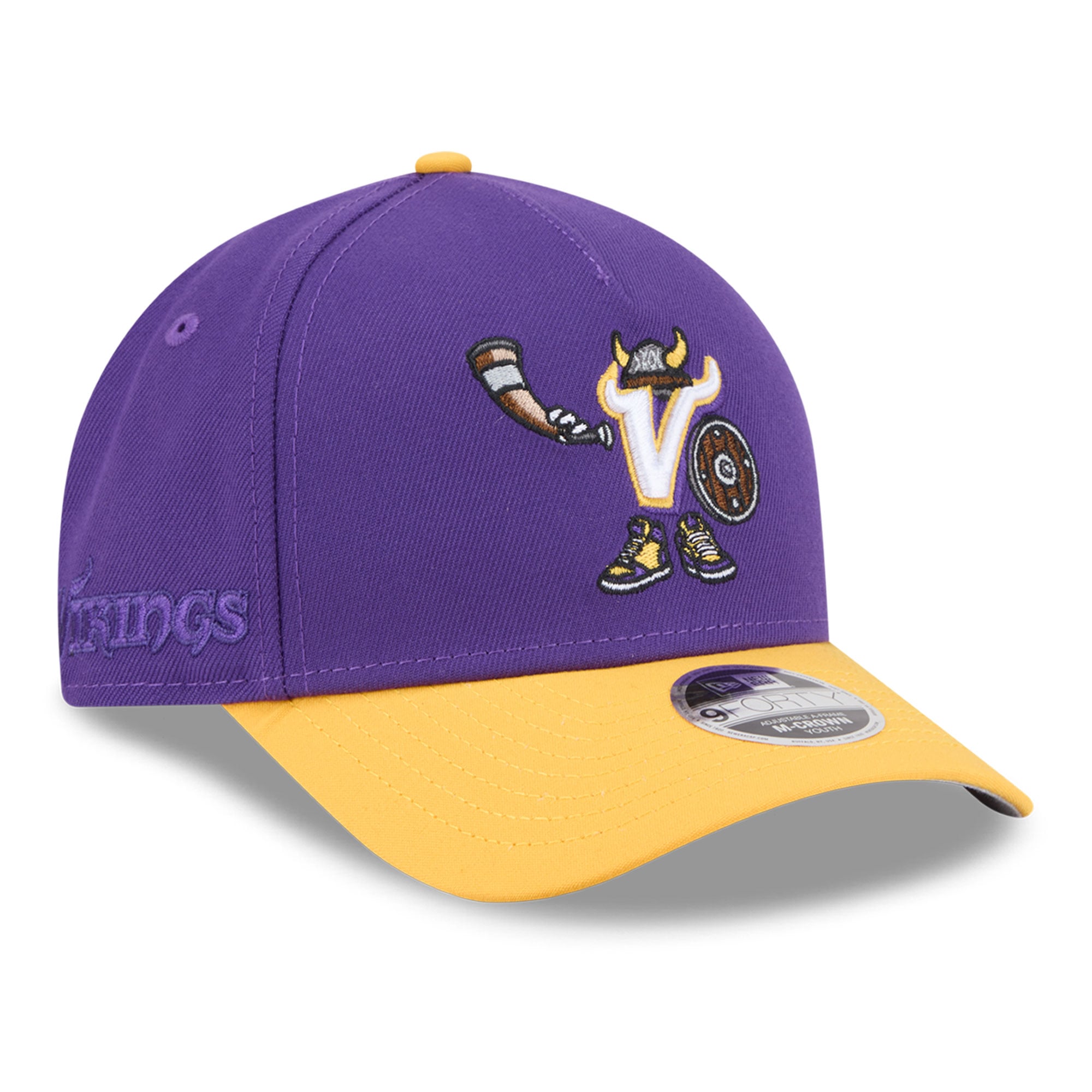 Youth New Era Purple Minnesota Vikings Cartoon A-Frame 9FORTY Adjustable Hat