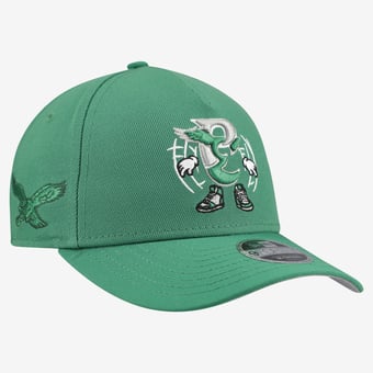 Youth New Era Kelly Green Philadelphia Eagles Cartoon A-Frame 9FORTY Adjustable Hat