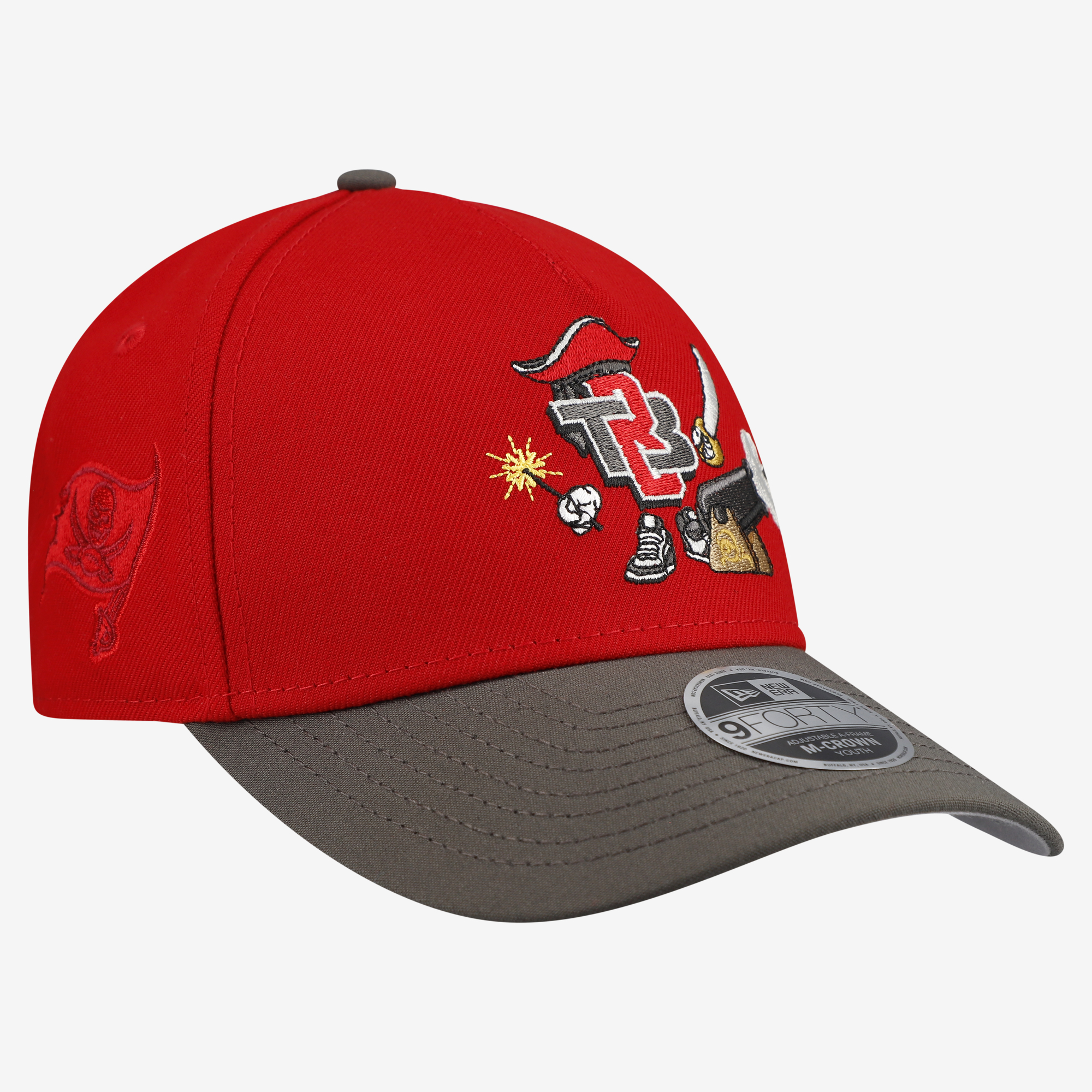 Youth New Era Red Tampa Bay Buccaneers Cartoon 9FORTY A-Frame Adjustable Hat