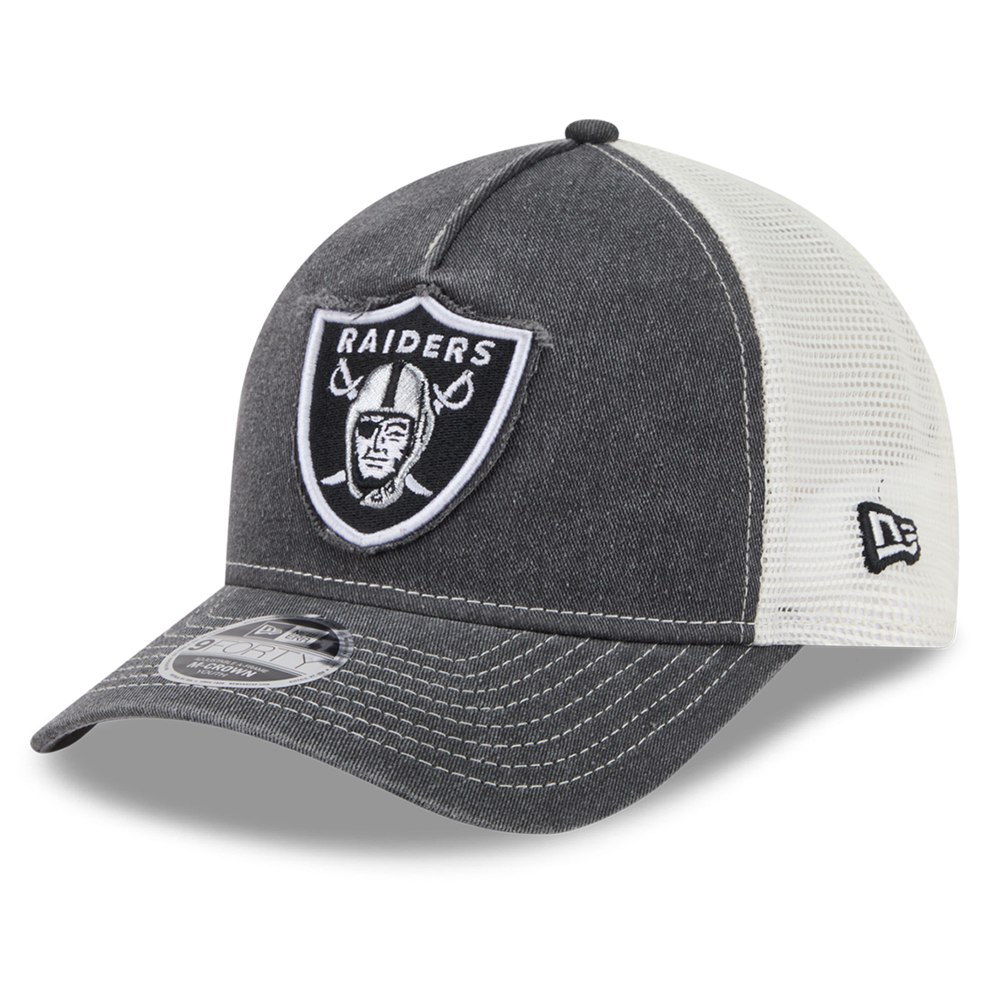 Youth New Era  Black Las Vegas Raiders Fan 9FORTY M-Crown A-Frame Trucker Adjustable Hat