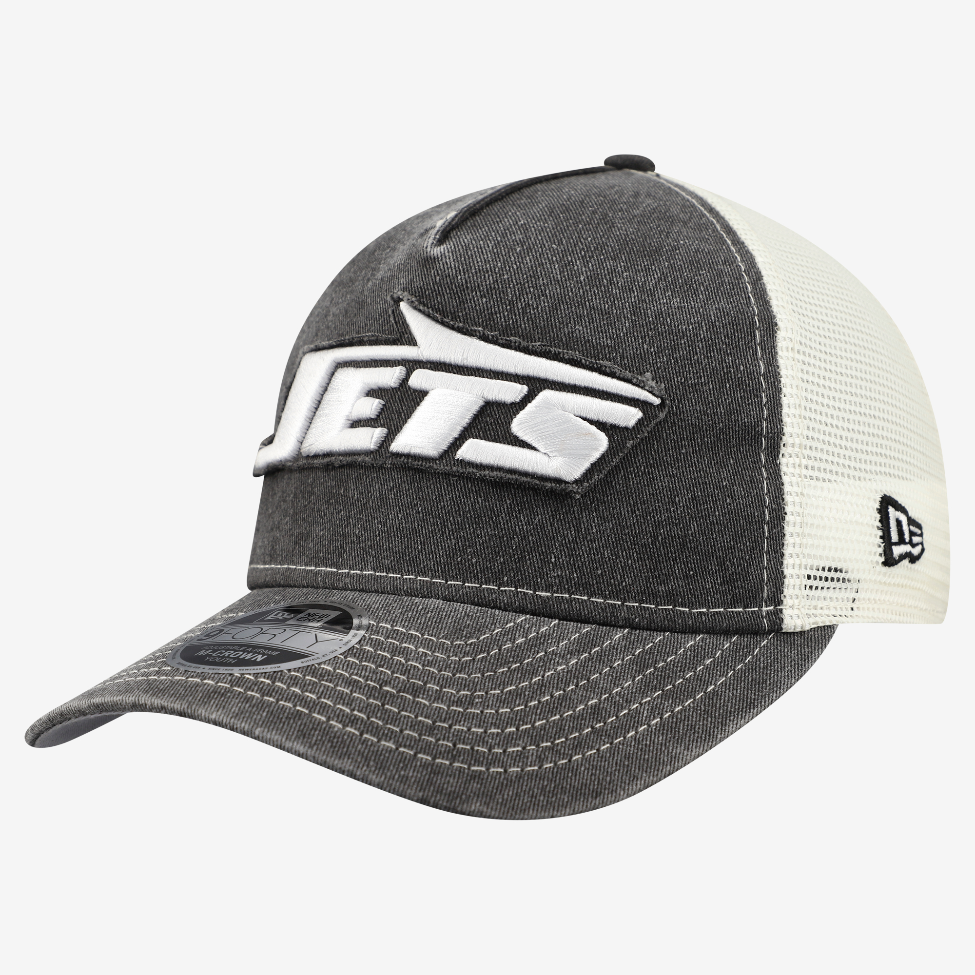 Youth New Era Black New York Jets Fan 9FORTY M-Crown A-Frame Trucker Adjustable Hat